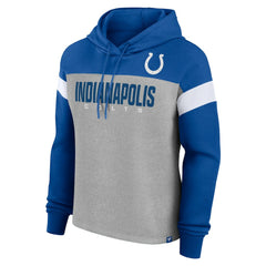 Indianapolis Colts Women's Bold Play Call Pullover Hoodie Heather Gray/Royal