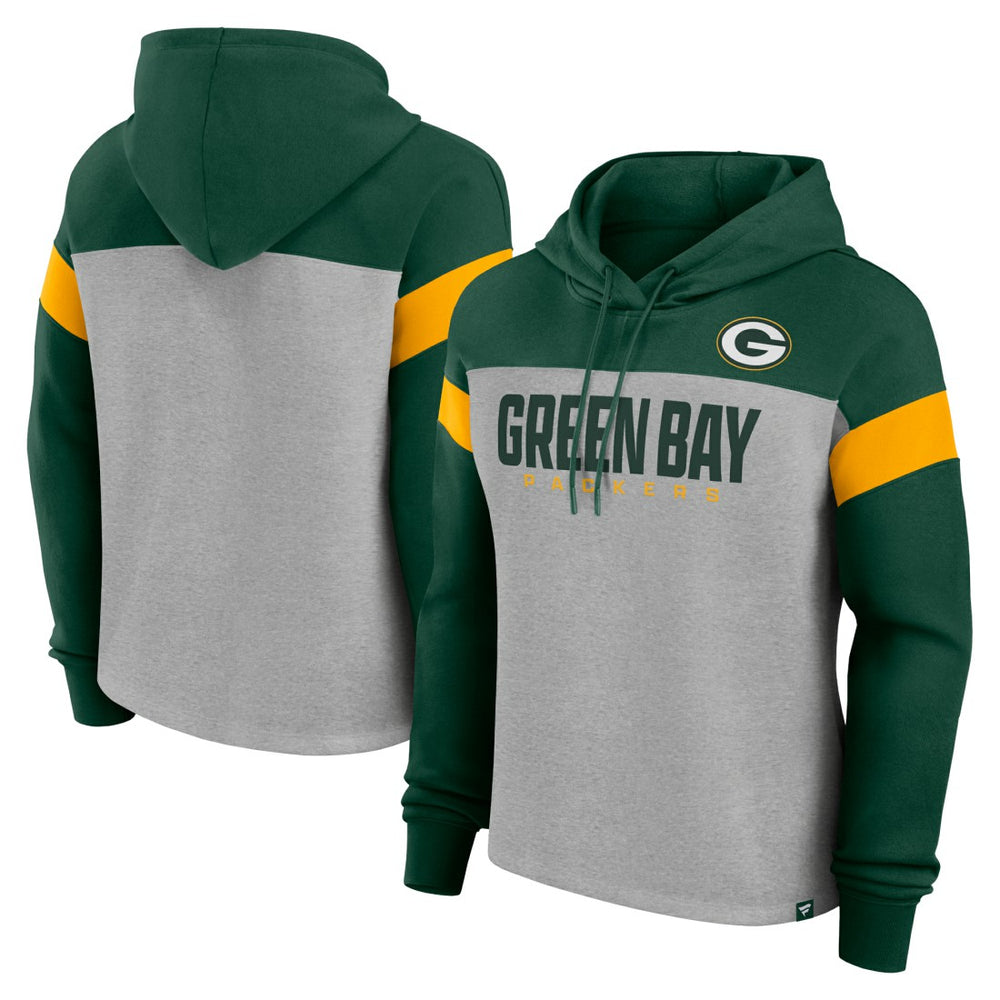 Green Bay Packers Women's Bold Play Call Pullover Hoodie Heather Gray/Green