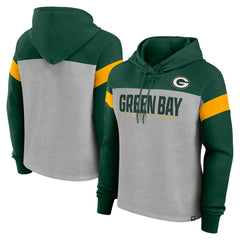 Green Bay Packers Women's Bold Play Call Pullover Hoodie Heather Gray/Green
