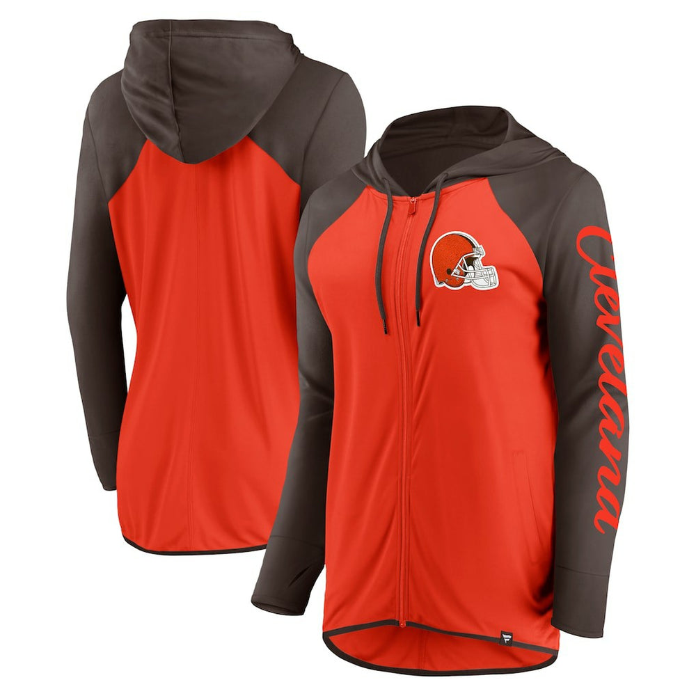 Cleveland Browns Women's Script Full-Zip Hoodie Orange/Brown