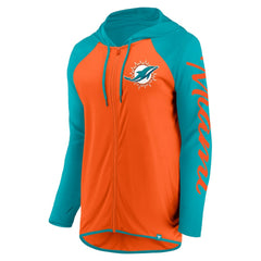 Miami Dolphins Women's Script Full-Zip Hoodie Orange/Aqua
