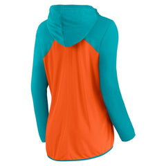 Miami Dolphins Women's Script Full-Zip Hoodie Orange/Aqua
