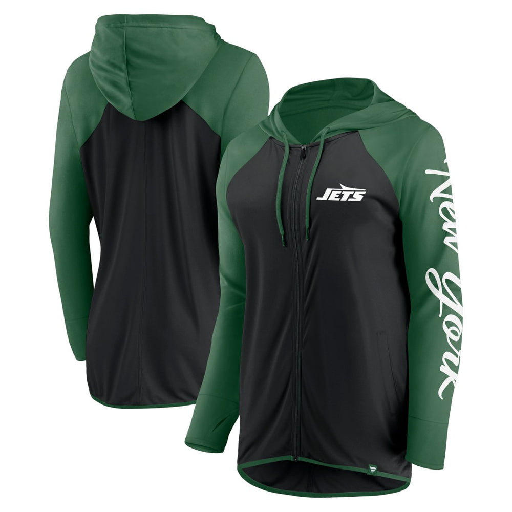New York Jets Women's Script Full-Zip Hoodie Black/Green