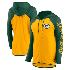 Green Bay Packers Women's Script Full-Zip Hoodie Gold/Green
