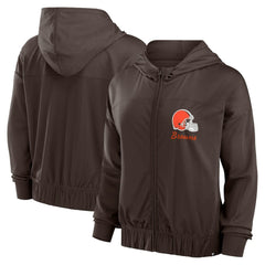 Cleveland Browns Women's Script Lock Full-Zip Hoodie Brown