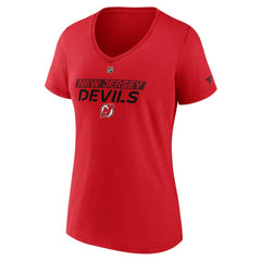 NHL New Jersey Devils Fanatics Women's Authentic Pro Core Primary V-Neck T-Shirt - Red
