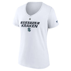 NHL Seattle Kraken Fanatics Women's Authentic Pro Core Primary V-Neck T-Shirt - White