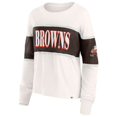 Cleveland Browns Women's Antique Block Long Sleeve T-Shirt Cream