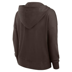 Cleveland Browns Women's Blitz Left Lace-Up Pullover Hoodie Brown