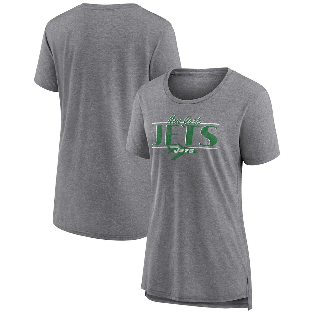 New York Jets Women's Up the Middle Tri-Blend T-Shirt Heather Gray
