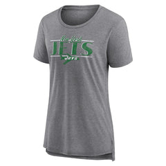 New York Jets Women's Up the Middle Tri-Blend T-Shirt Heather Gray