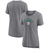 Miami Dolphins Women's Up the Middle Tri-Blend T-Shirt Heather Gray