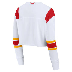 Kansas City Chiefs Women's Stretch Cropped Fashion Long Sleeve T-Shirt White