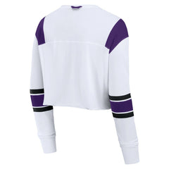 Minnesota Vikings Women's Stretch Cropped Fashion Long Sleeve T-Shirt White