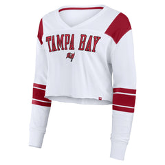 Tampa Bay Buccaneers Women's Stretch Cropped Fashion Long Sleeve T-Shirt White