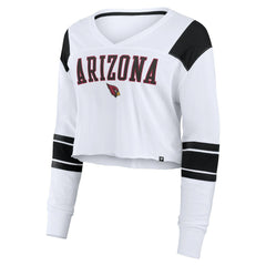 Arizona Cardinals Women's Stretch Cropped Fashion Long Sleeve T-Shirt White