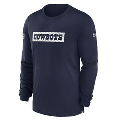 Dallas Cowboys 2024/25 Sideline Player Tri-Blend Performance Long Sleeve T-Shirt Navy