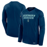 NHL Seattle Kraken Fanatics Authentic Pro Rink Tech Long Sleeve T-Shirt - Navy