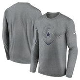 Dallas Cowboys Icon Legend Performance Long Sleeve T-Shirt Heather Gray