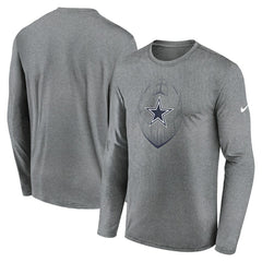 Dallas Cowboys Icon Legend Performance Long Sleeve T-Shirt Heather Gray