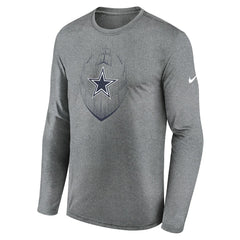 Dallas Cowboys Icon Legend Performance Long Sleeve T-Shirt Heather Gray