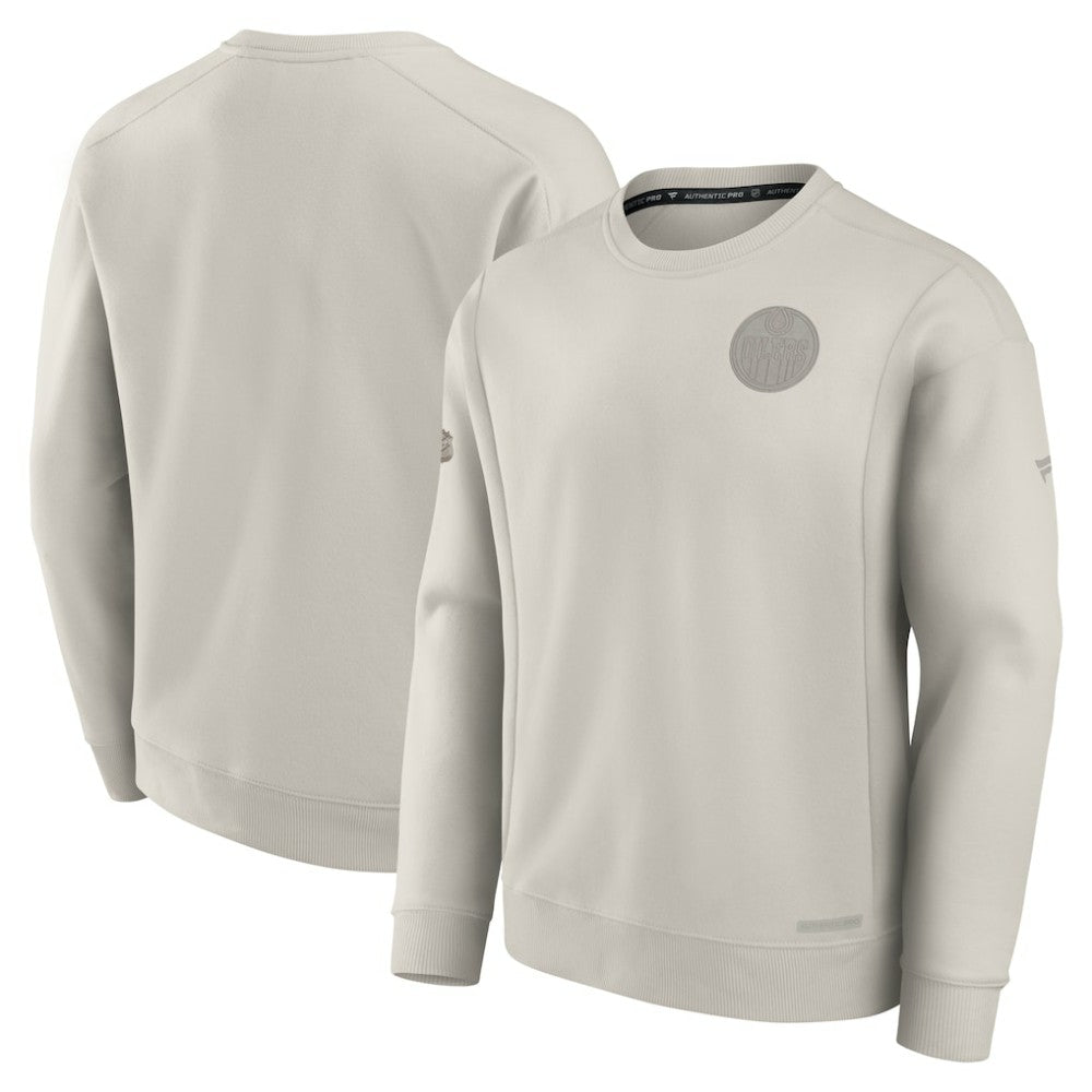 NHL Edmonton Oilers Fanatics Authentic Pro Road Fleece Pullover Sweatshirt - Cream