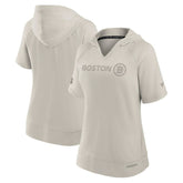NHL Boston Bruins Fanatics Women's Authentic Pro Road Fashion V-Neck Hoodie T-Shirt - Cream