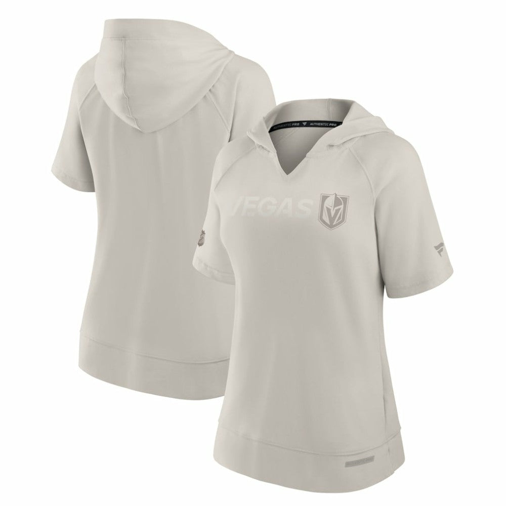 NHL Vegas Golden Knights Fanatics Women's Authentic Pro Road Fashion V-Neck Hoodie T-Shirt - Cream