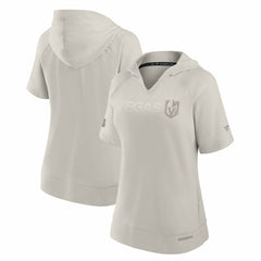 NHL Vegas Golden Knights Fanatics Women's Authentic Pro Road Fashion V-Neck Hoodie T-Shirt - Cream