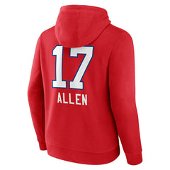 Josh Allen Buffalo Bills Team Wordmark Player Name & Number Pullover Hoodie Red