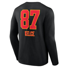 Travis Kelce Kansas City Chiefs Team Wordmark Player Name & Number Long Sleeve T-Shirt Black