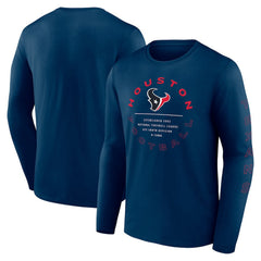 Houston Texans Stat Sheet Long Sleeve T-Shirt Navy