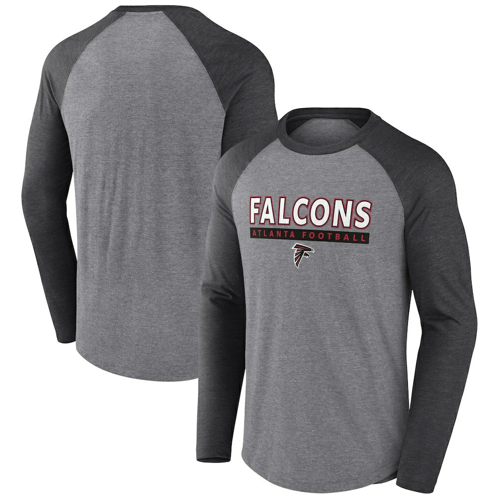 Atlanta Falcons Tri-Blend Raglan Long Sleeve T-Shirt Heather Gray/Charcoal