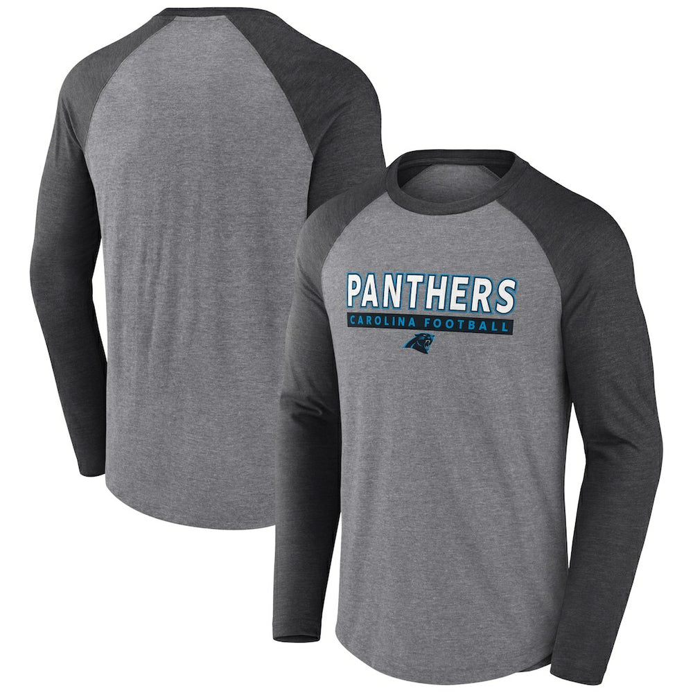 Carolina Panthers Tri-Blend Raglan Long Sleeve T-Shirt Heather Gray/Charcoal