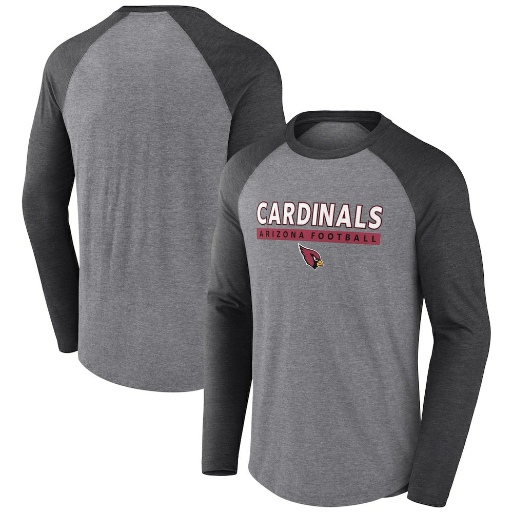 Arizona Cardinals Tri-Blend Raglan Long Sleeve T-Shirt Heather Gray/Charcoal