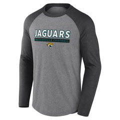 Jacksonville Jaguars Tri-Blend Raglan Long Sleeve T-Shirt Heather Gray/Charcoal