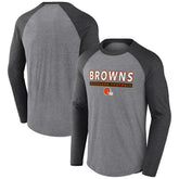 Cleveland Browns Tri-Blend Raglan Long Sleeve T-Shirt Heather Gray/Charcoal