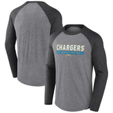 Los Angeles Chargers Tri-Blend Raglan Long Sleeve T-Shirt Heather Gray/Charcoal