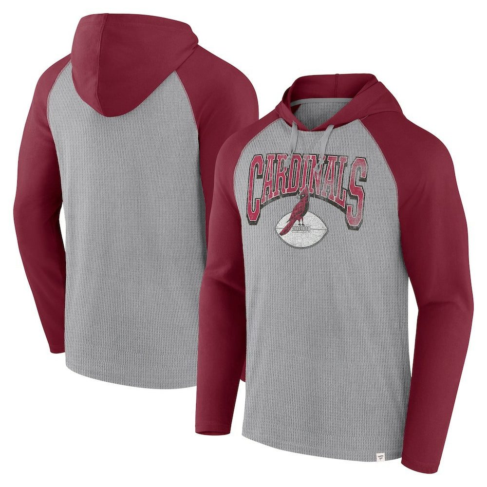 Arizona Cardinals Under Center Long Sleeve Hoodie T-Shirt Gray/Cardinal