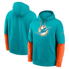 Miami Dolphins 2024 Sideline Club Pullover Hoodie Aqua