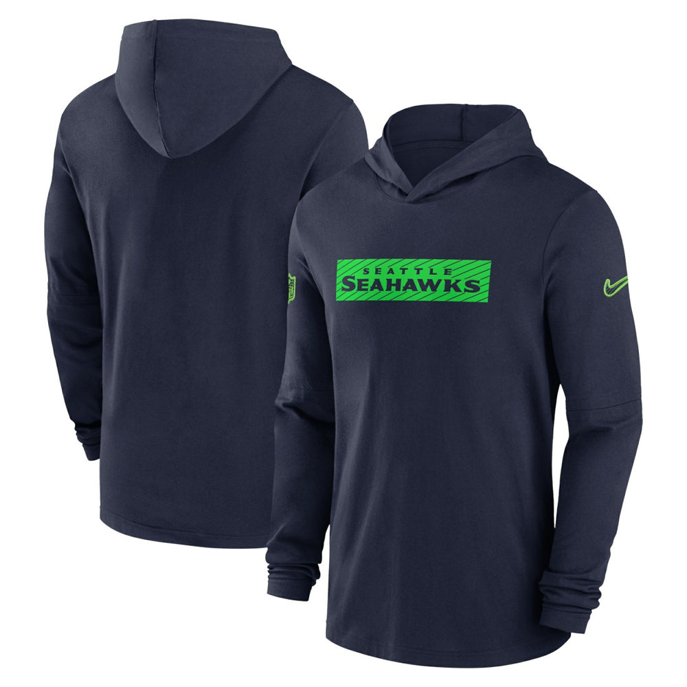 Seattle Seahawks 2024/25 Sideline Performance Long Sleeve Hoodie T-Shirt College Navy