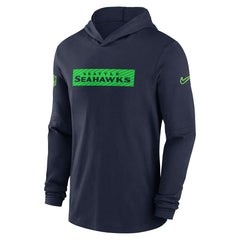 Seattle Seahawks 2024/25 Sideline Performance Long Sleeve Hoodie T-Shirt College Navy