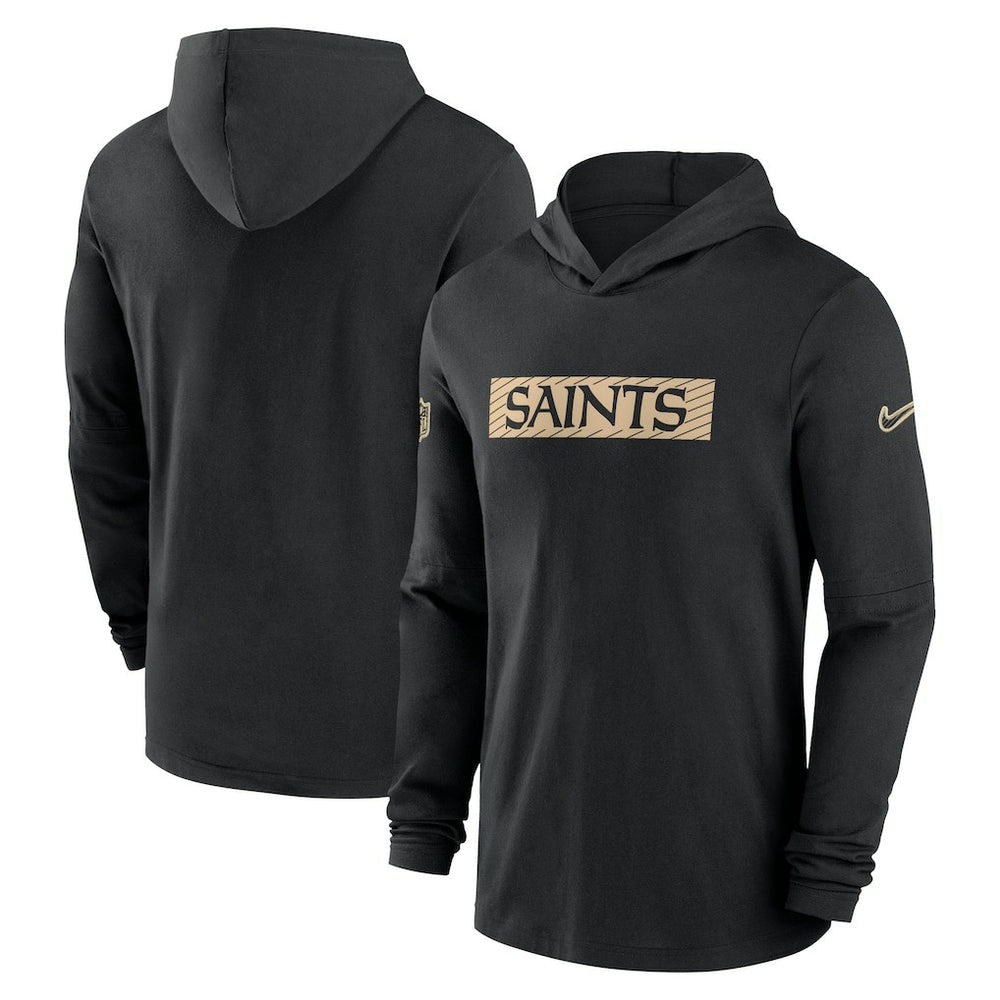 New Orleans Saints 2024/25 Sideline Performance Long Sleeve Hoodie T-Shirt Black