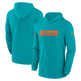 Miami Dolphins 2024/25 Sideline Performance Long Sleeve Hoodie T-Shirt Aqua