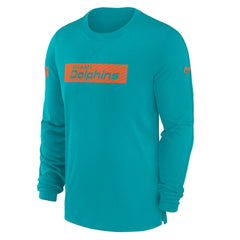 Miami Dolphins Sideline Player Performance Long Sleeve T-Shirt Aqua