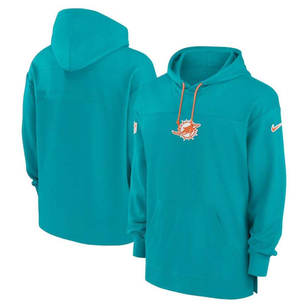 Miami Dolphins Sideline Jersey Performance Pullover Hoodie Aqua