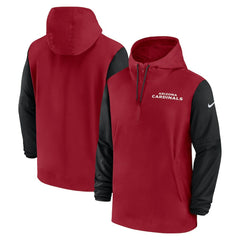 Arizona Cardinals 2024/25 Sideline Pre-Game Player 1/2-Zip Hoodie Jacket Cardinal/Black