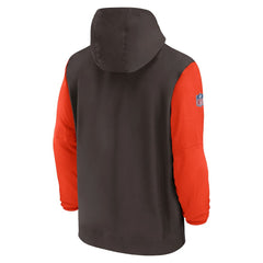 Cleveland Browns 2024/25 Sideline Pre-Game Player 1/2-Zip Hoodie Jacket Brown/Orange