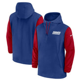 New York Giants 2024/25 Sideline Pre-Game Player 1/2-Zip Hoodie Jacket Royal/Red