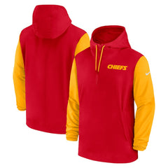 Kansas City Chiefs 2024/25 Sideline Pre-Game Player 1/2-Zip Hoodie Jacket Red/Gold